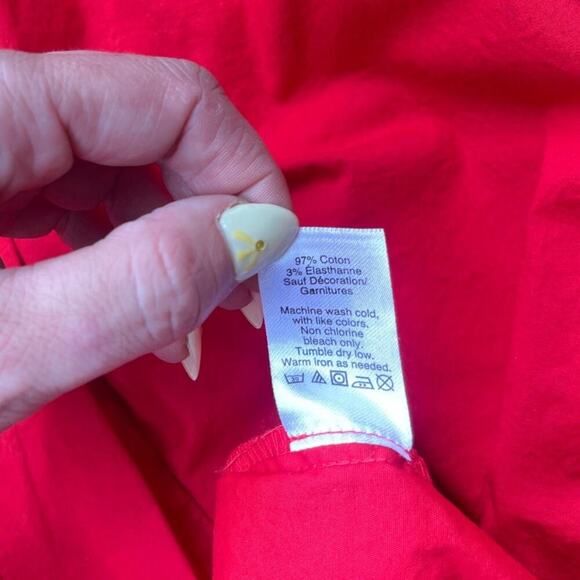 J.CREW Red Peasant Top Floral Appliqué Tassel Tie Boho Blouse - XS - Picture 9 of 15